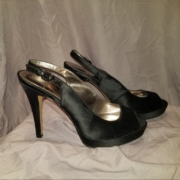 Calvin Klein Shoes - BLACK SATIN CALVIN KLEIN HEELS